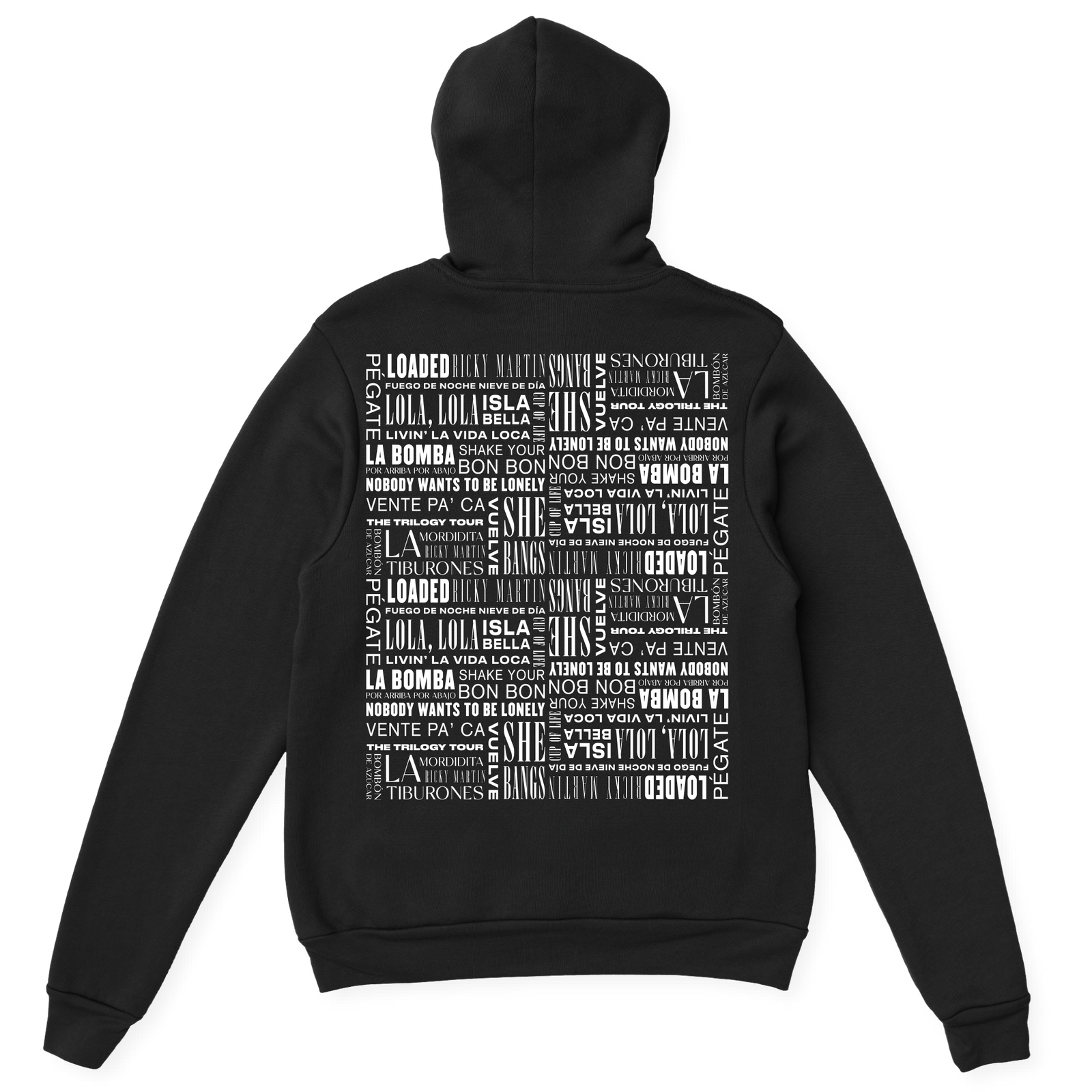 Title Collage Black Pullover Hoodie Back